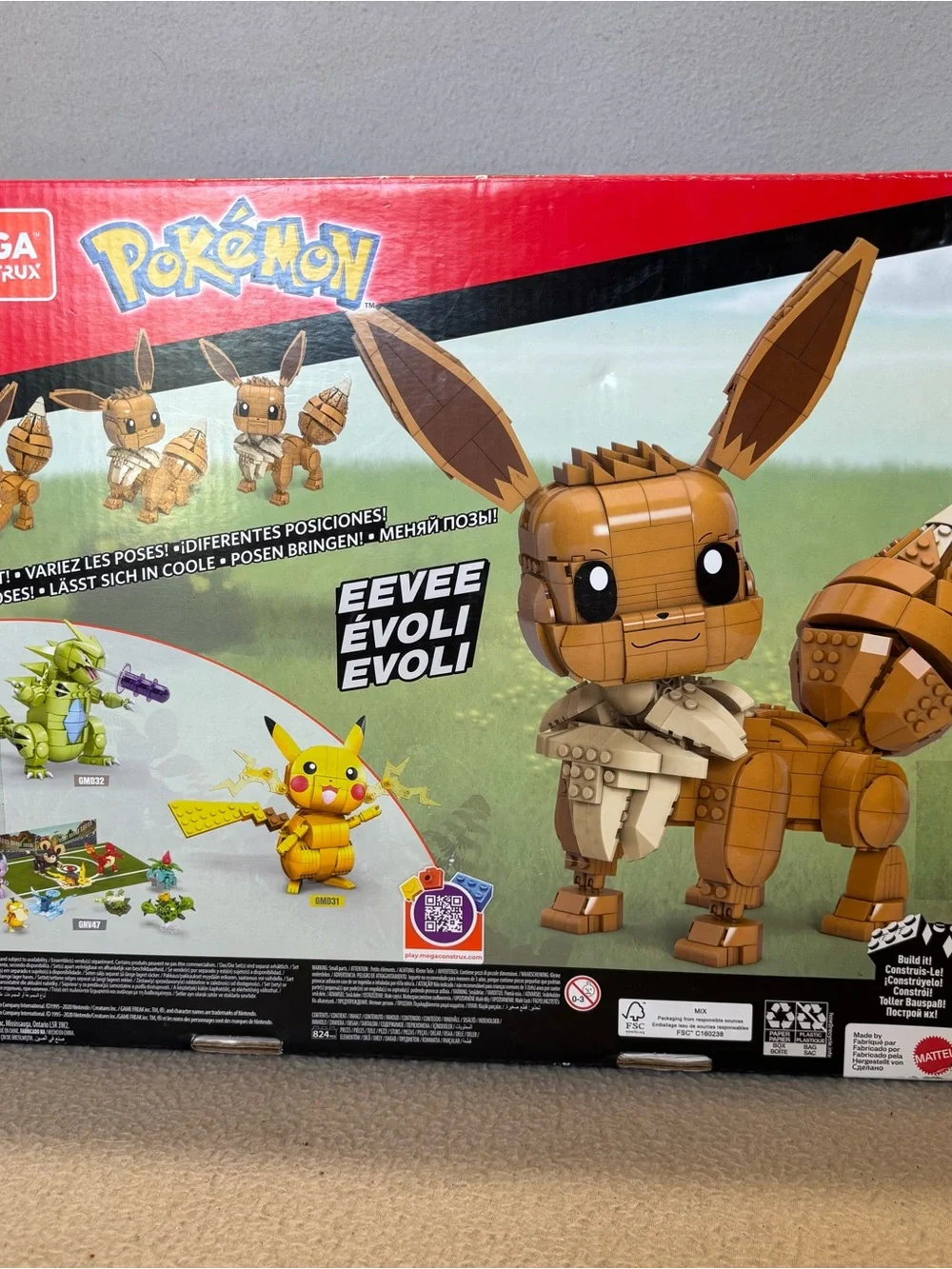 Mega Construx Pokemon Jumbo Eevee Building Set Brown Eevee Collectible open box